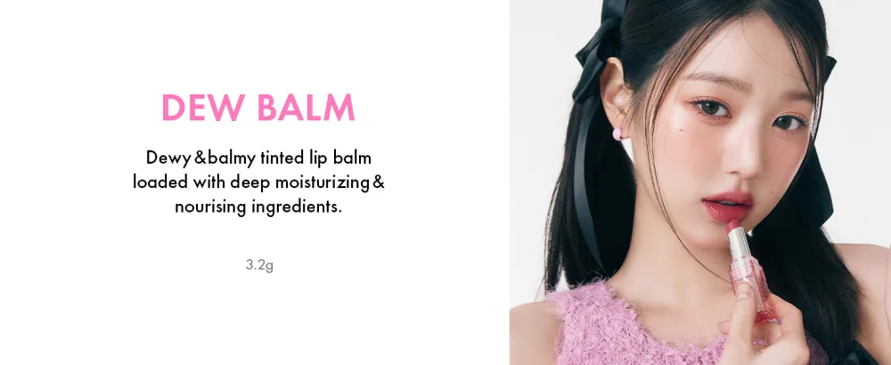 Amuse SEOUL DEW BALM 02 BOKSOONGA BALM - Model applying AMUSE Dew Balm for a natural, glossy tinted lip finish