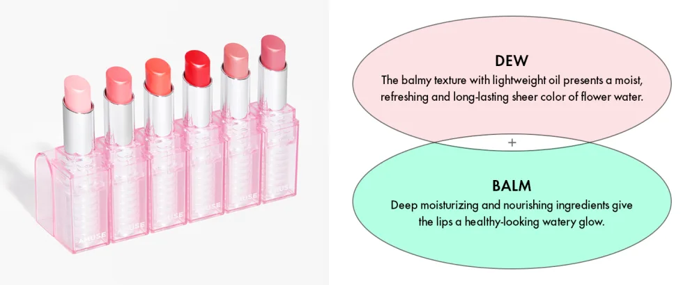 Amuse SEOUL DEW BALM 02 BOKSOONGA BALM - Moisturizing AMUSE Dew Balm texture explained with dew and balm benefits