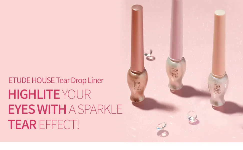 ETUDE HOUSE Tear Drop Eye Liner 04 Sun Light | Liquid Glittering Eye Liner to Make Your Eyes Sparkle 4 Sun Light - Tear Drop Eye Liner