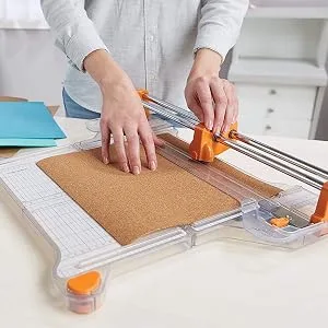 Fiskars ProCision  Rotary Bypass Paper Trimmer - 12 Cut Length - Craft Paper and Mixed Media Cutter with Grid Lines Orange - product information 1