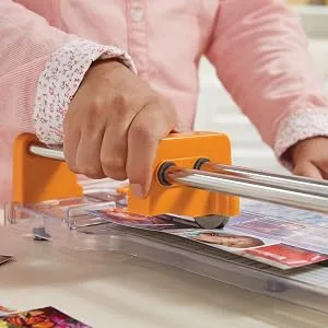 Fiskars ProCision  Rotary Bypass Paper Trimmer - 12 Cut Length - Craft Paper and Mixed Media Cutter with Grid Lines Orange - product information 2