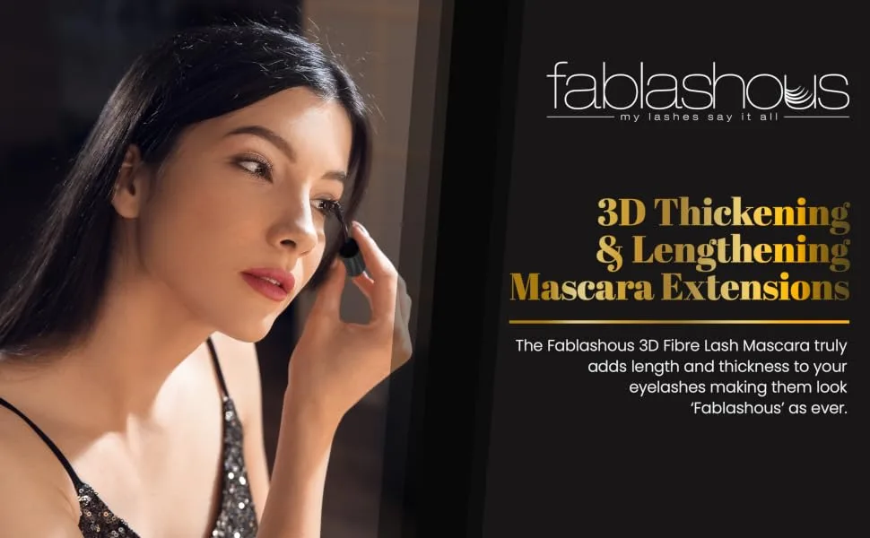 Fablashous Smudge-Proof & Waterproof Liquid Lash Mascara (Black) - 3D Thickening  Lengthening  Volumizing Eye Makeup - Natural Green Tea Fibers - product information 1