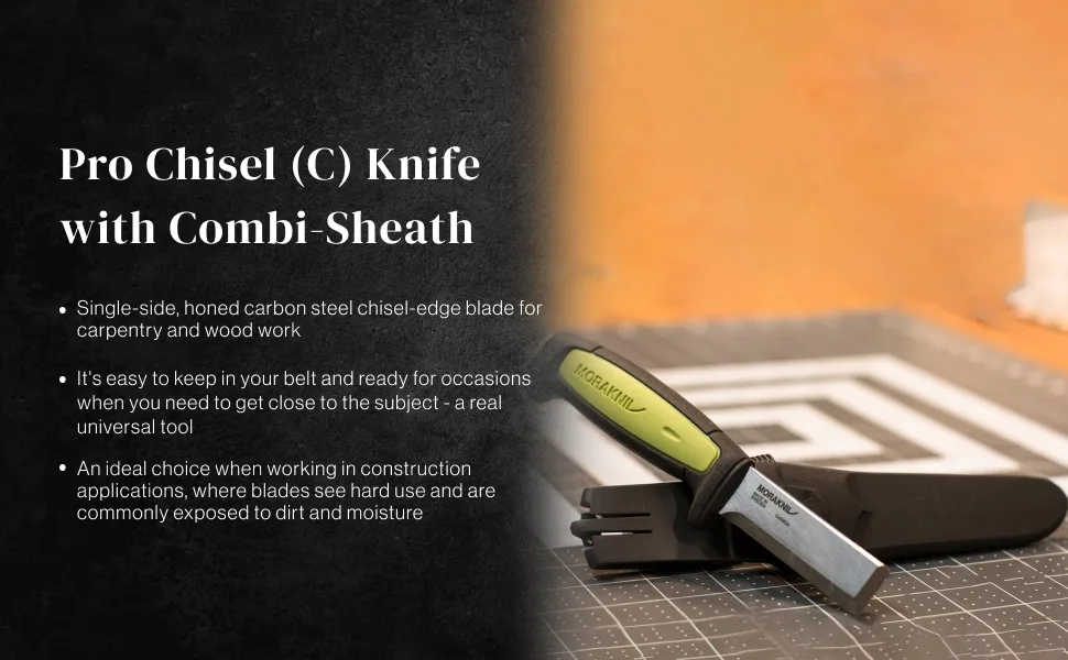 Morakniv Craftline Carbon Steel Wood Chisel Knife With Sheath for Wood Carving  3 Inch 3.0 - knife