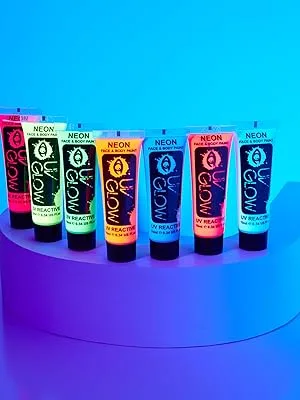 UV Glow Blacklight Face and Body Paint 0.34oz - Set of 7 Tubes - Neon Fluorescent - UV Glow