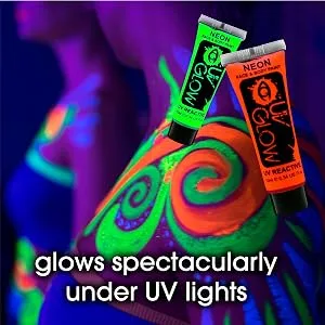 UV Glow Blacklight Face and Body Paint 0.34oz - Set of 7 Tubes - Neon Fluorescent - UV Glow