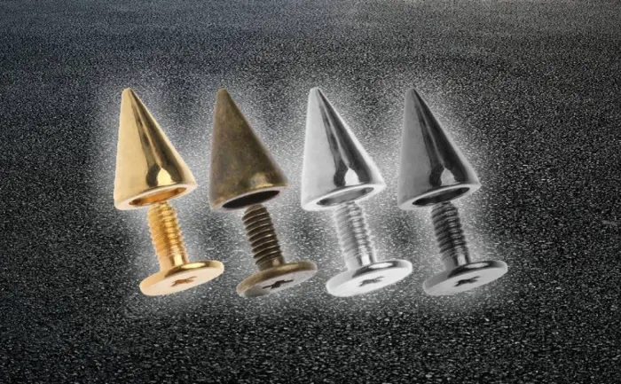 PMLAND 200 Sets/Pairs 9.5mm Silver Cone Spikes Screwback Studs DIY Craft Cool Rivets Punk - Bullet Cone Spike and Stud Metal Screw Back DIY Leather Craft Cool Rivets Punk Stud Coincal Layer