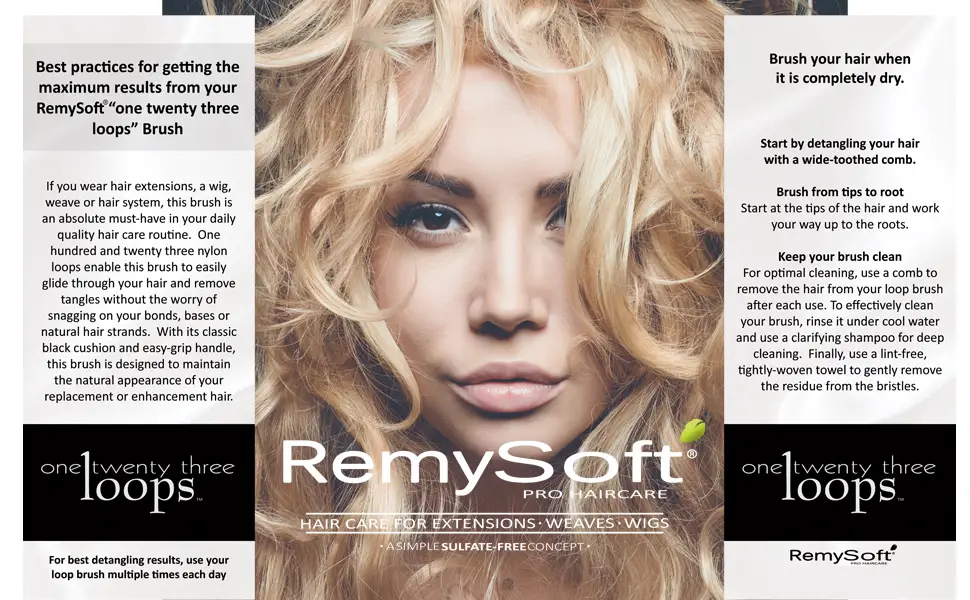 RemySoft One Twenty Three Loops - Loop Brush - Safe for Hair Extensions  Weaves and Wigs - 1203LOOPS REMY HAIR EXTENSION LOOP BRUSH CARE GUIDE