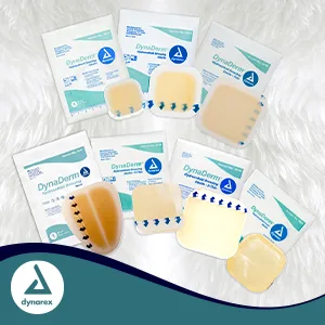Dynarex-3018 DynaDerm Hydrocolloid Dressing 4x4 Extra Thin 12/10/Cs - hydrocolloid dressing bandages wound bandage duo derm large patch hydrogel hydrolliod bandaids