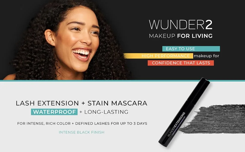 WUNDERBROW Makeup Lash Extension Stain Mascara  Black - wunder2 wunderbrow mascara black lash extensions volume length waterproof eyelashes lengthening best