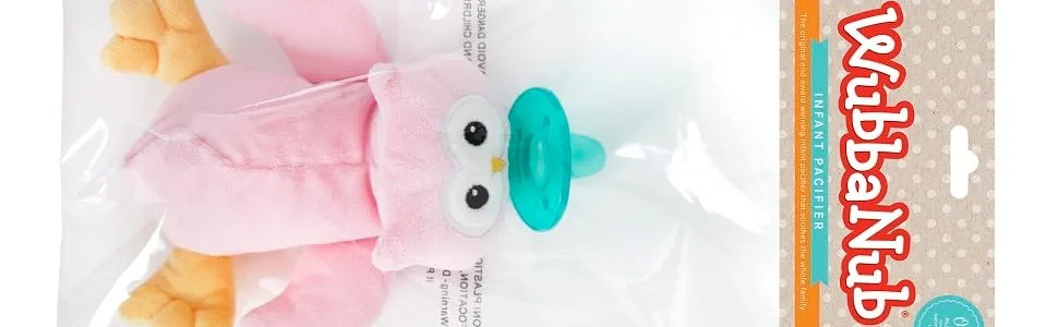 WubbaNub Infant Pacifier - Hippo - Pink Owl Polybag