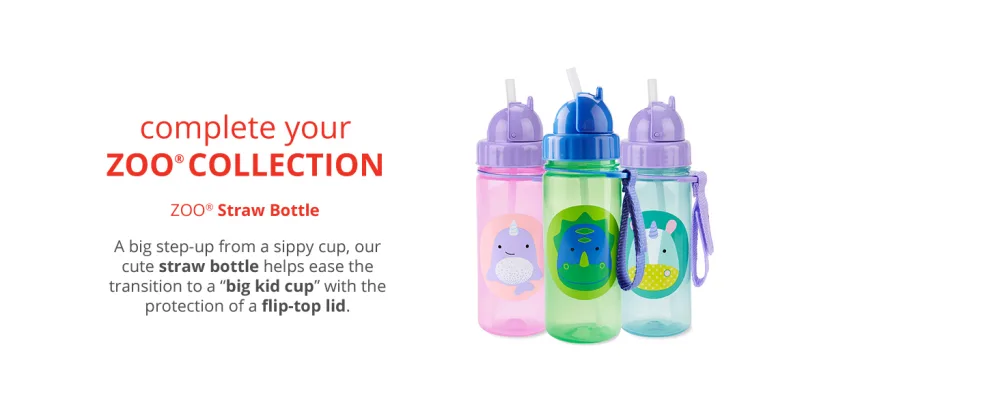 Skip Hop Toddler Sippy Cup with Straw  Zoo Stainless Steel Straw Bottle  Butterfly - ZOO Straw Bottle