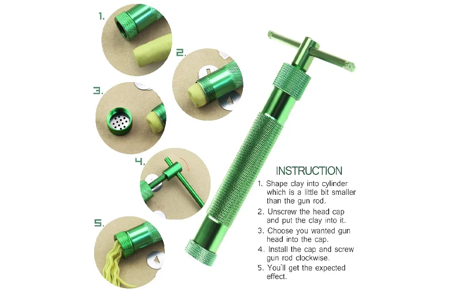 VORCOOL Clay Extruder Clay Gun Tool with 20 Discs (Green) - product information 3