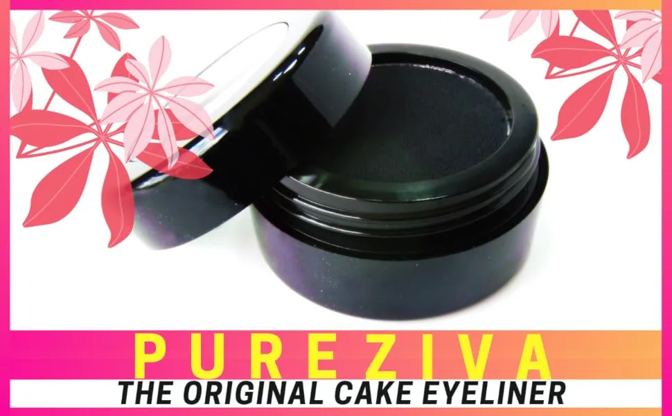 Pure Ziva  Black Matte Cake Eyeliner & Eyeshadow  Water Activated Pressed Powder  Gluten & Cruelty Free - cake eyeliner