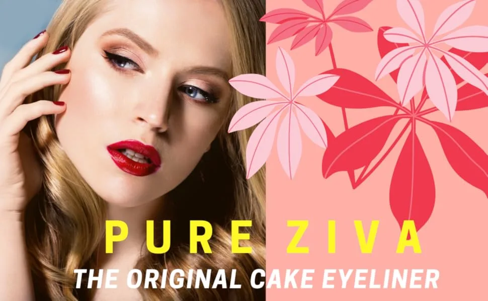 Pure Ziva  Black Matte Cake Eyeliner & Eyeshadow  Water Activated Pressed Powder  Gluten & Cruelty Free - cake eyeliner