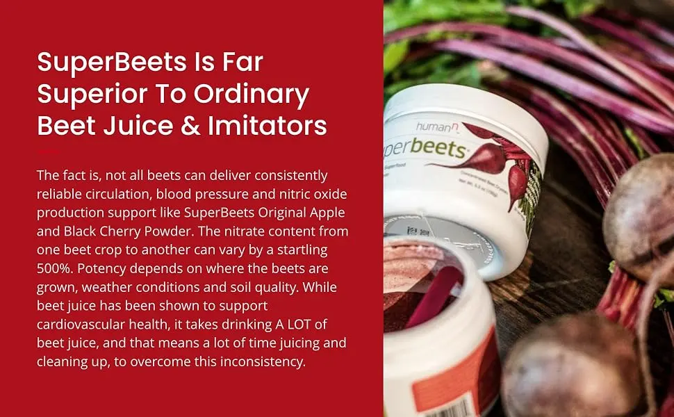 HumanN SuperBeets Original Apple - Beet Root Powder - Nitric Oxide Boost for Blood Pressure  Circulation & Heart Health Support-Non-GMO Superfood Supplement-Natural Original Apple Flavor  30 Servings - superbeets original apple powder daily blood pressure healthy energy support
