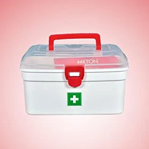 Milton Medical Box  First Aid Box with Portable Handle  Family Emergency Kit  Detachable Tray  2 Layer Storage  Multi-Purpose Box  Emergency Medical Transparent Lid Box  Easy Accessibility  White - Milton