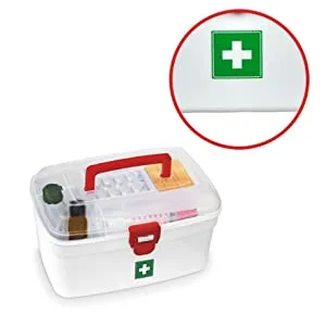 Milton Medical Box  First Aid Box with Portable Handle  Family Emergency Kit  Detachable Tray  2 Layer Storage  Multi-Purpose Box  Emergency Medical Transparent Lid Box  Easy Accessibility  White - Milton