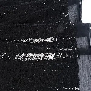 3 Feet 1 Yards-Sequin Fabric  by The Yard  Sequin Fabric  Tablecloth  Linen  for Xmas Decor (1 Yards 1PC Black) 1 Yard Black - sequin fabric