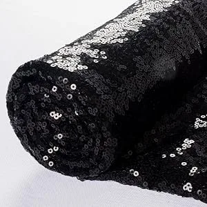 3 Feet 1 Yards-Sequin Fabric  by The Yard  Sequin Fabric  Tablecloth  Linen  for Xmas Decor (1 Yards 1PC Black) 1 Yard Black - sequin fabric