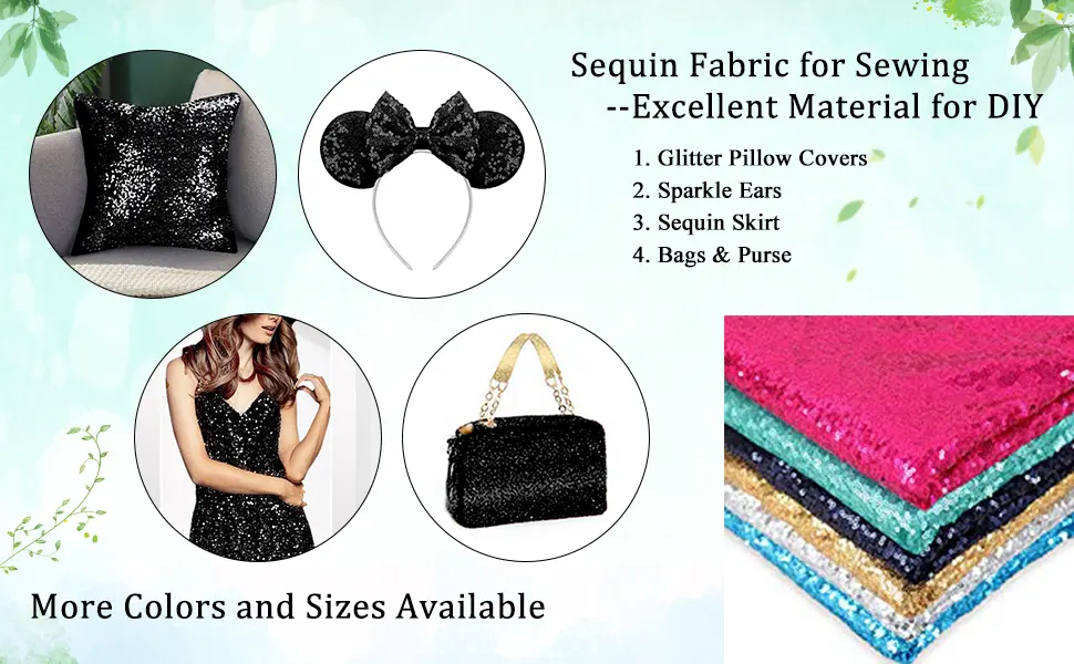 3 Feet 1 Yards-Sequin Fabric  by The Yard  Sequin Fabric  Tablecloth  Linen  for Xmas Decor (1 Yards 1PC Black) 1 Yard Black - sequin fabric for sewing