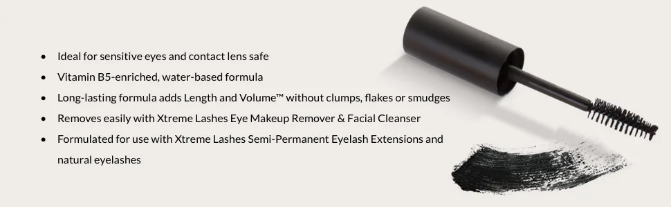 Xtreme Lashes Length & Volume Mascara | Lash Extension Compatible  Black - safe maskara eyelashes beauty Xtreme Lashes Jo Mousselli cosmeticos cosmetics makeup eyelash