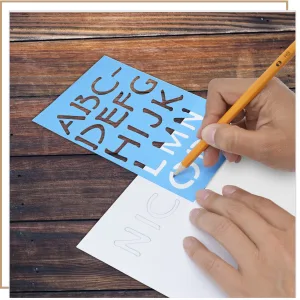 Westcott LetterCraft 3 Transparent Lettering Stencil  Signet Script  Clear Signet Script Font - block1