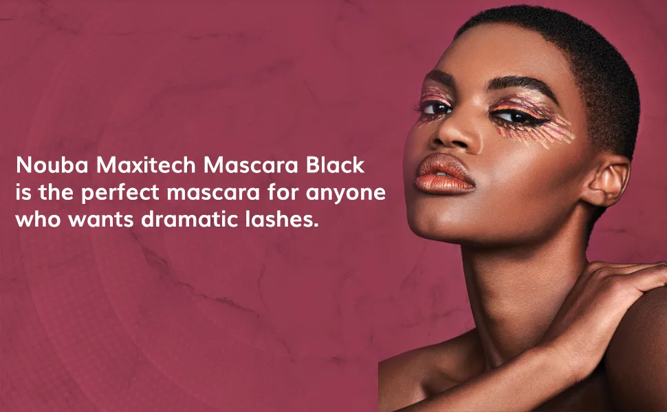 Nouba Maxitech Lift Up Mascara - Convex Shape Brush  Volumizing  Buildable  Lengthening  Defining  Multiplying  Curling Mascara  Eyelash Eye Makeup Long Lasting Creamy Mascara for Doe-Eyes Effect 18ml - Nouba