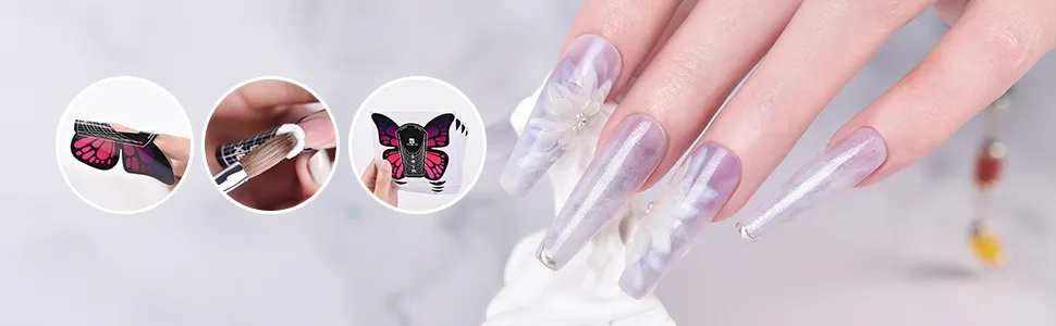 KADS 100pcs in 1 Roll Big Size Butterfly-shape Self Adhesive Gel Nail Extension Nail Forms for Acrylic Nails Tips - Nail form for acrylic nails