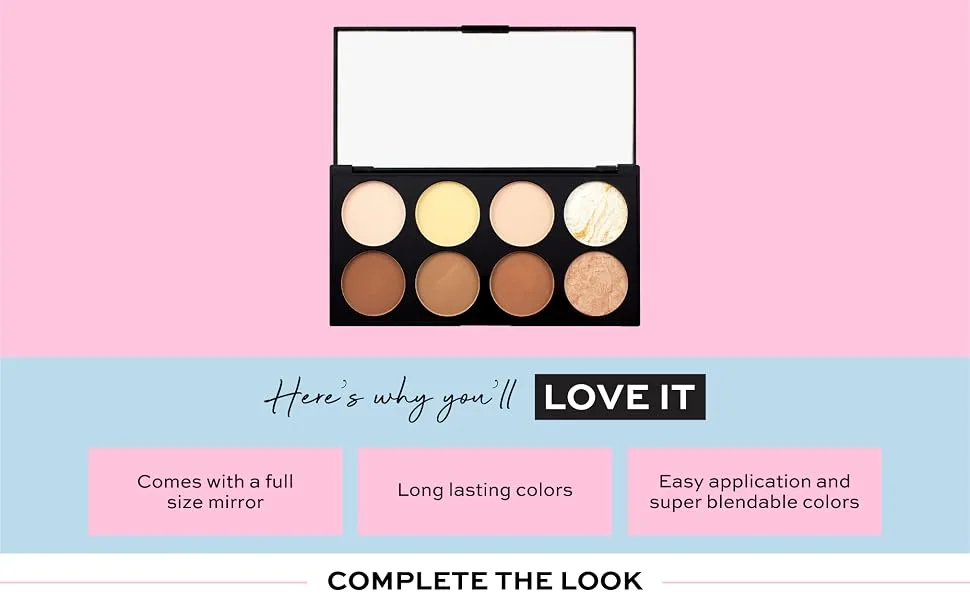 Makeup Revolution Ultra Contour Palette  Makeup Palette Includes Highlighters & Contour Shades  Adds Definition & Sculpts Features  Vegan  13g - Ultra Contour Palette