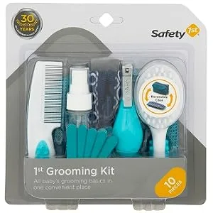 Safety 1st 1st Grooming Kit  Arctic Blue - Soft-grip brush, child grooming kit, nail files, emery boards, folding nail clippers, grooming kit