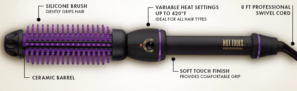 Hot Tools Pro Artist Heated Silicone Bristle Brush Styler | Helps create Volume and Fullness (1 in)  1146 - curlingironbrush; curlingironbrushes; hairbrushstyler; hairbrushstylers; hottools; curlingiron
