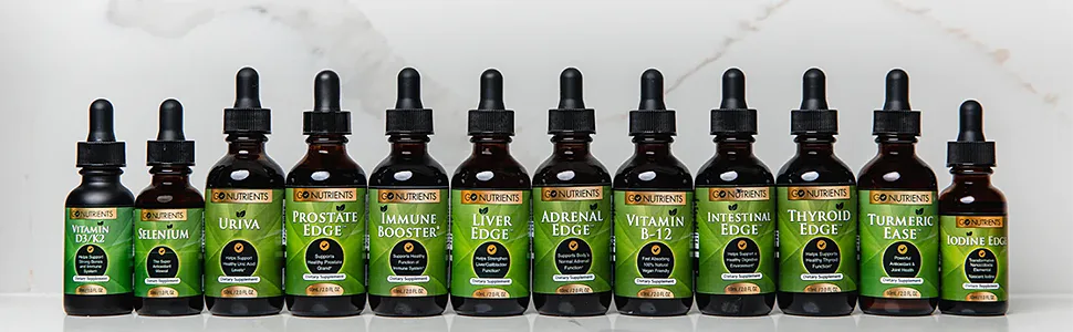 Go Nutrients Prostate Edge - Prostate Supplement for Men with Pygeum and Saw Palmetto Extract Plus Stinging Nettle Hydrangea Root  Turmeric Root  Kelp  Olive Leaf -2 oz Liquid Drops Made in USA - hydrangea turmeric root kelp adult formulated micronutrients formula activities system source flavor