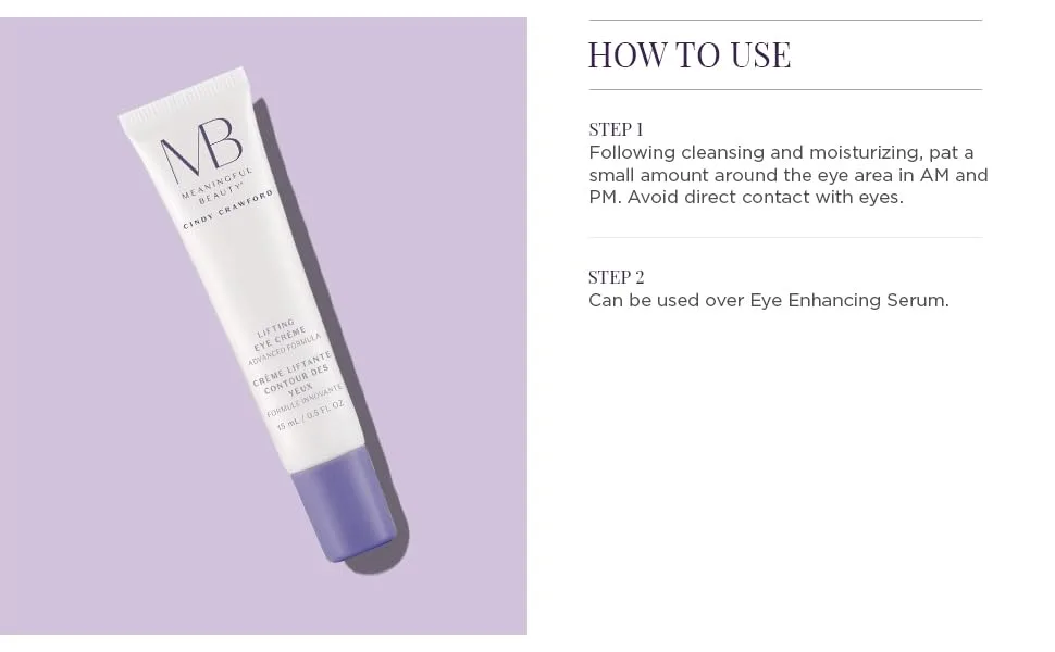 Meaningful Beauty Lifting Eye Cr me Advanced Formula for Under Eye Care  0.17 Fl Oz - Meaningful Beauty Lifting Eye Crème – Advanced Formula - How To Use