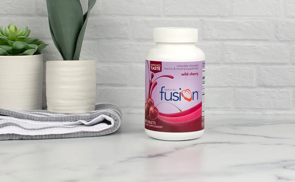 Bariatric Fusion Wild Cherry Complete Chewable Bariatric Multivitamin with Iron for Bariatric Surgery Patients Including Gastric Bypass and Sleeve Gastrectomy - 120 Tablets - wildcherry