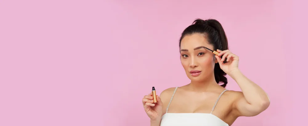 Grande Cosmetics GrandeBROW-FILL Volumizing Brow Gel  Tinted or Clear Eyebrow Mascara  Soft Flexible Hold  Water Resistant 2. Light - Premium Background Image with Text Web