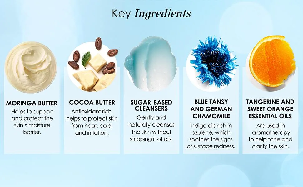 Sunday Riley Blue Moon Cleansing Balm  3.5 Fl Oz - Key Ingredients MORINGA BUTTER, COCOA BUTTER, SUGAR-BASED CLEANSERS, BLUE TANSY,ORANGE ESSENTIAL OIL