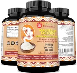 Magnesium Chloride (Cloruro de Magnesio) 1 400 per Serving 100 Capsules high Absorption with Magnesium Citrate - chloride 1400 mg