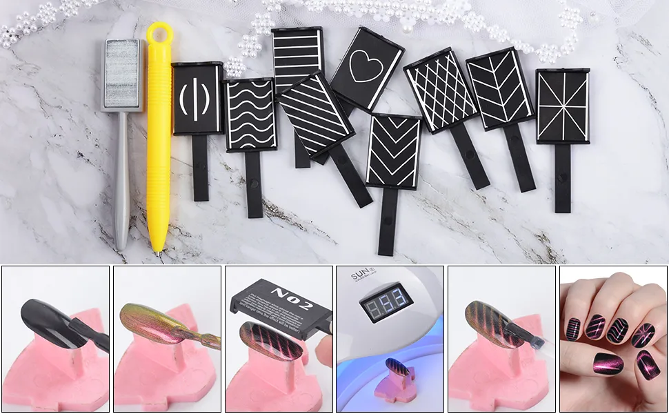 Magnet Plate Wand Board Nail Art Tool for DIY Magic 3d Magnetic Polish Cats Eyes Choose 11pcs/set 11pcs/set Magnet Plate - cat eye gel polish