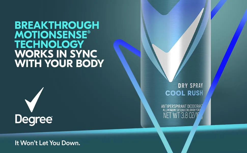 Degree Men Antiperspirant Deodorant Dry Spray Cool Rush Deodorant for Men With MotionSense Technology 3.8 oz - Degree Advanced Cool Rush Antiperspirant Deodorant Dry Spray