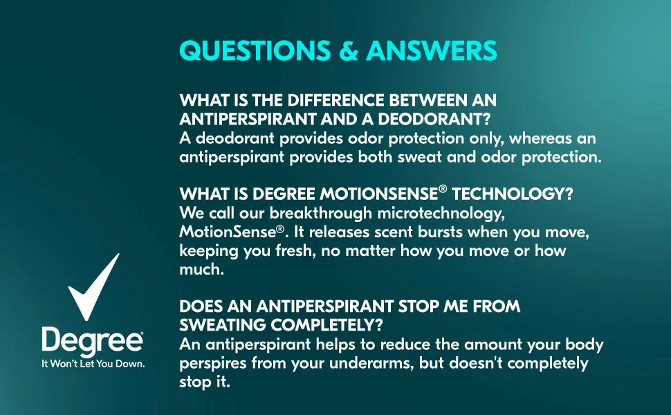 Degree Men Antiperspirant Deodorant Dry Spray Cool Rush Deodorant for Men With MotionSense Technology 3.8 oz - Questions and Answers