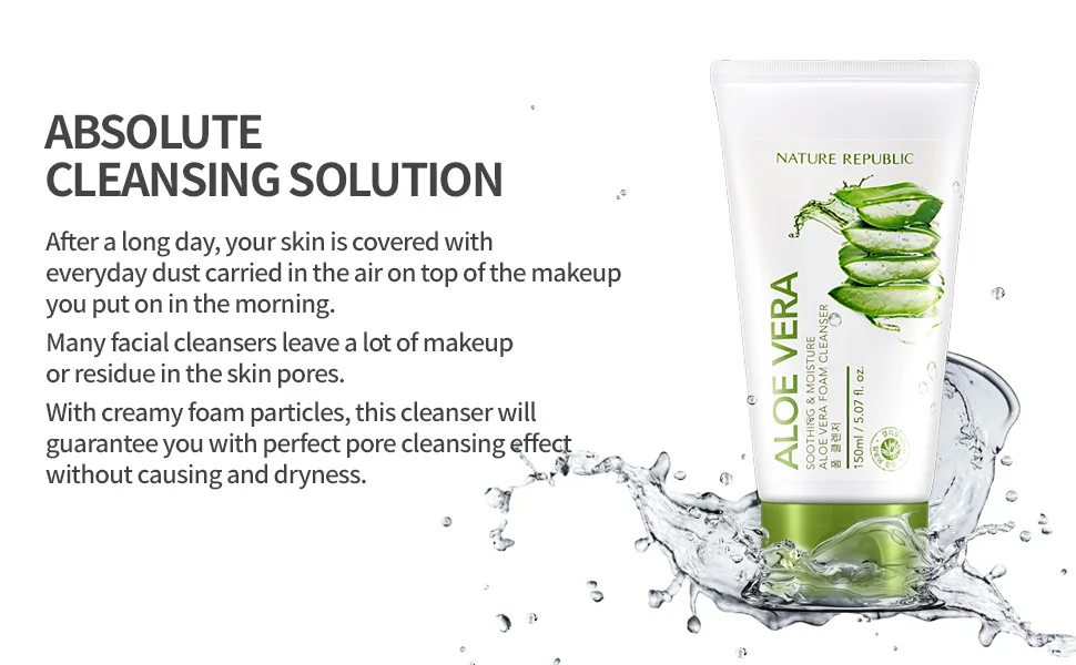 Nature Republic Soothing & Moisture Aloe Vera Foam Cleanser 150 ml / 5.07 fl. Oz 1ea - Absolute Cleansing Solution