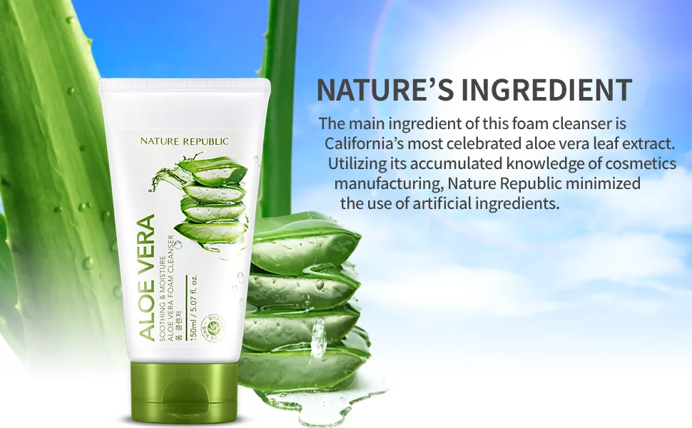 Nature Republic Soothing & Moisture Aloe Vera Foam Cleanser 150 ml / 5.07 fl. Oz 1ea - nature