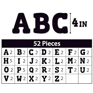 ArtSkills Paper Poster Letters and Numbers for Projects and Crafts  4 and 2.5  Black  150 Pieces - Multiple Sheets Per Letter Pad - There are 52 total 4