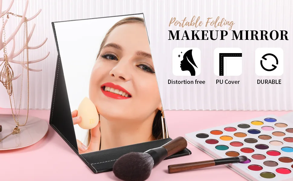 DUcare Portable Folding Vanity Makeup Mirror with Stand  Large Black - product information 22