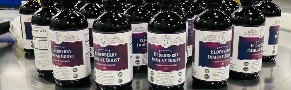 God Given Health Elderberry Immune Boost - 16oz - Pure Elderberry Syrup for Immune Support - Organic Non-GMO Gluten-Free - Elderberry Immune Boost