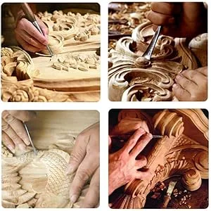 SUNREEK Wood Sculpture Carving Chisel Tool Set DIY Art Craft(8 Pcs) - 0012