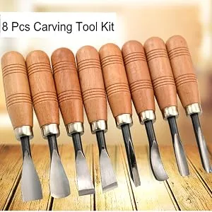 SUNREEK Wood Sculpture Carving Chisel Tool Set DIY Art Craft(8 Pcs) - carving tool kit