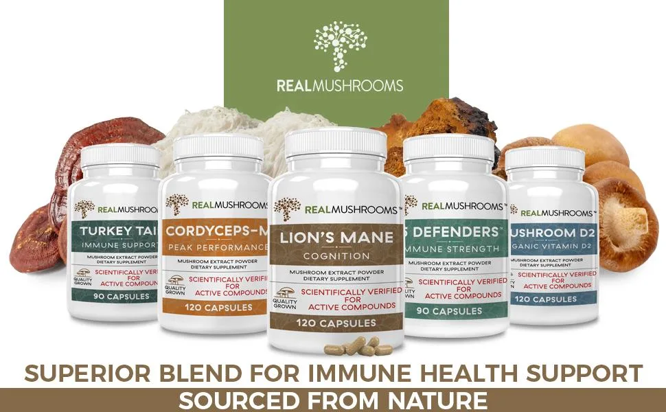 Lions Mane (120ct) and Cordyceps (120ct) Capsules Bundle - Mushroom Supplement for Cognition Energy and Endurance - Real mushrooms
