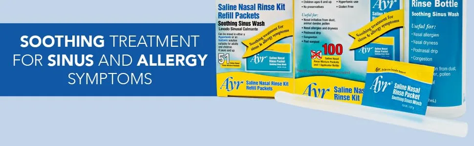 Ayr Saline Nasal Rinse Kit Refill Packets 100-Count Packets (Pack of 2) - product information 2
