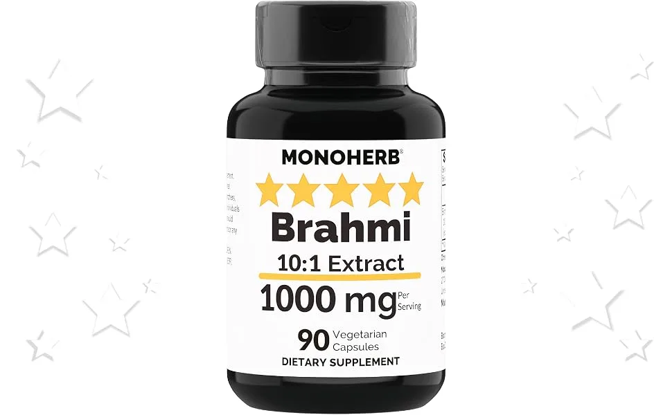 MONOHERB Brahmi Extract 1000 mg - 90 Vegetarian Capsules - Brahmi Extract capsule powder tablet pill softgel lozenge gummy drop oil